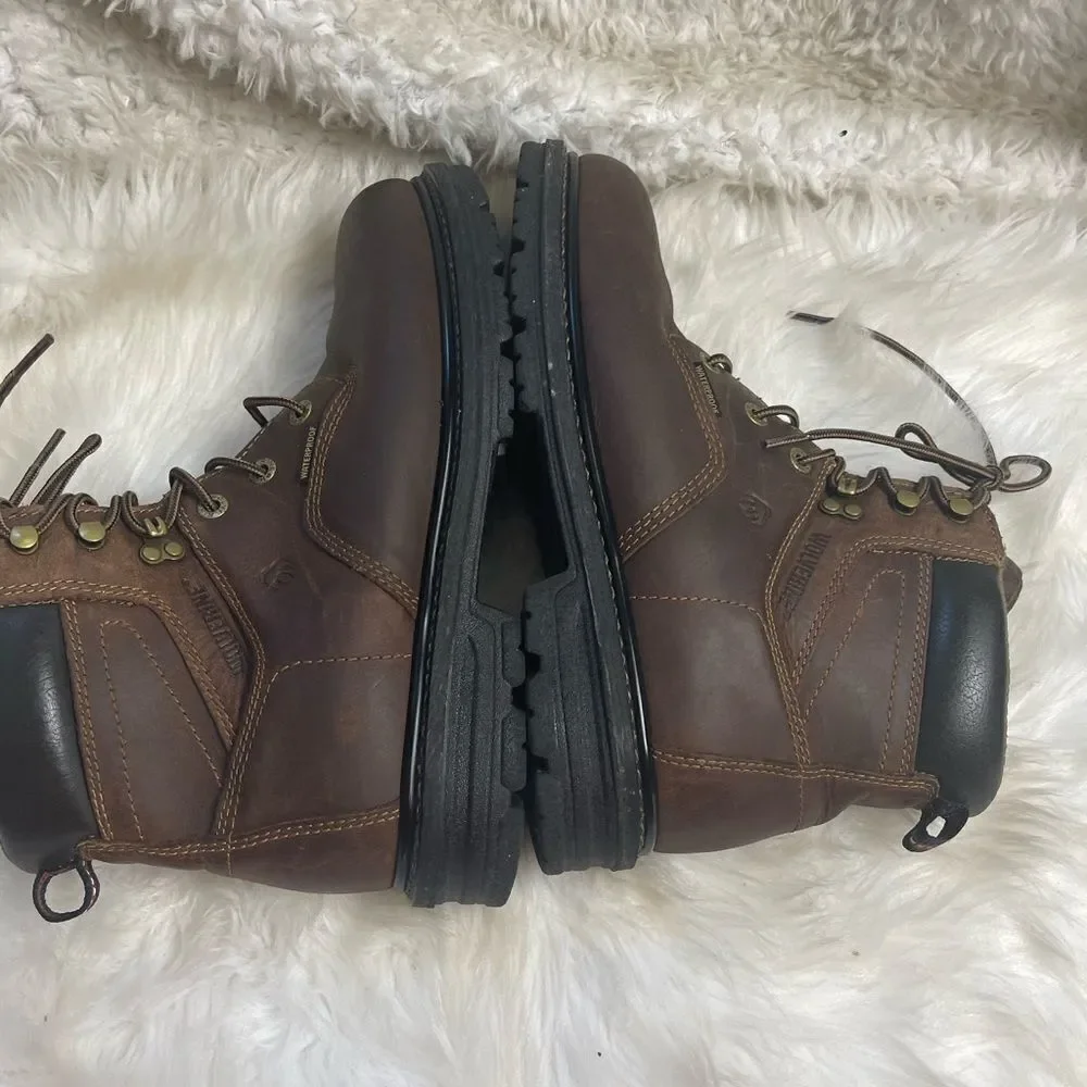 Wolverine Men SZ 12M Leather Brown Boots Work Composite Toe Waterproof W10104